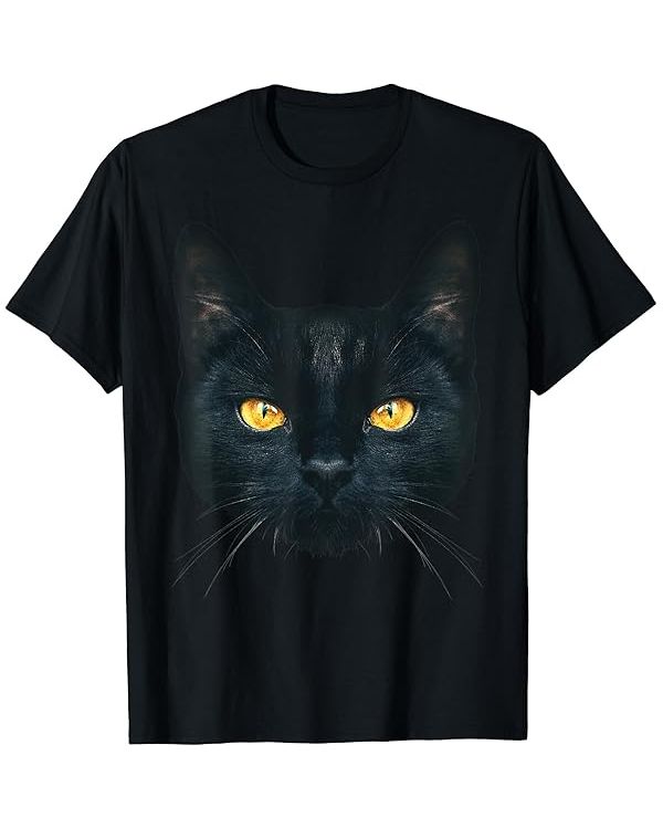 Black Cat Green Eyes T Shirt
